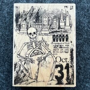 Cemetery Halloween Rubber Stamp Stampendous Skeleton Oct 31 Junkjournal Goth